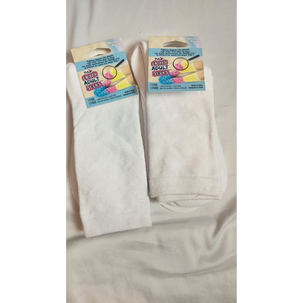 Tulip Crazy Adult Socks Mermaid Reveal Tie Dye Blanks Hidden Design 2 Pairs